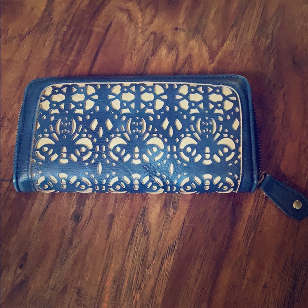 Women’s Blue and Gold Pleather Wallet